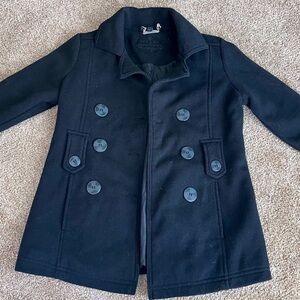 JOUJOU Black 3 Button Pea Coat With Pockets Girl’s Size Small